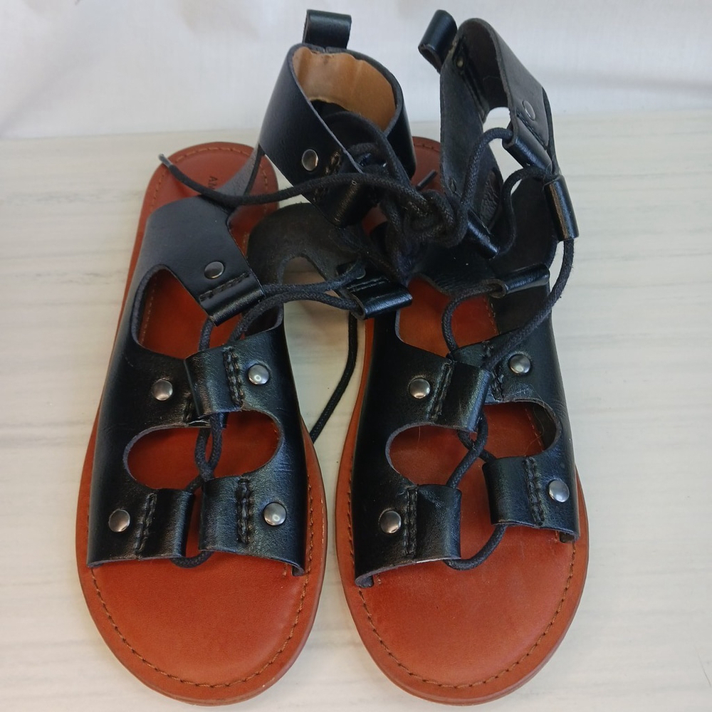 American Eagle Outfitters Black Gladiator Sandals Lace Up Size 8